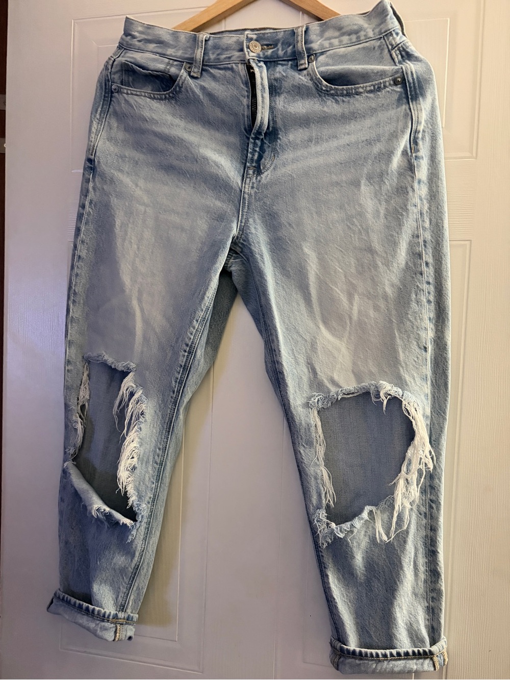 American Eagle High Waisted Distressed Mom Jeans